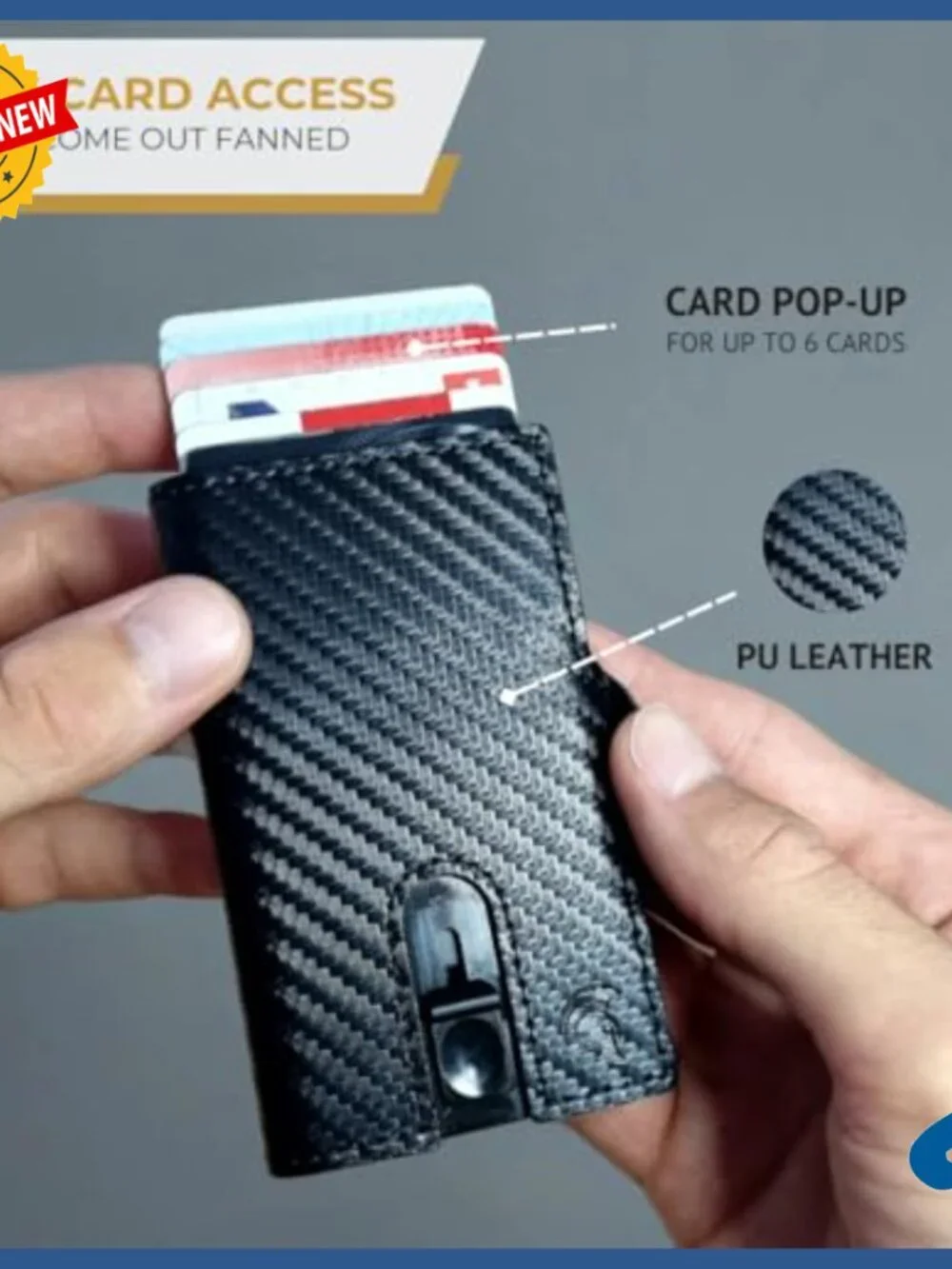 Slim RFID Wallet with Coin Pocket, Holds 8 Cards, Faux Leather
